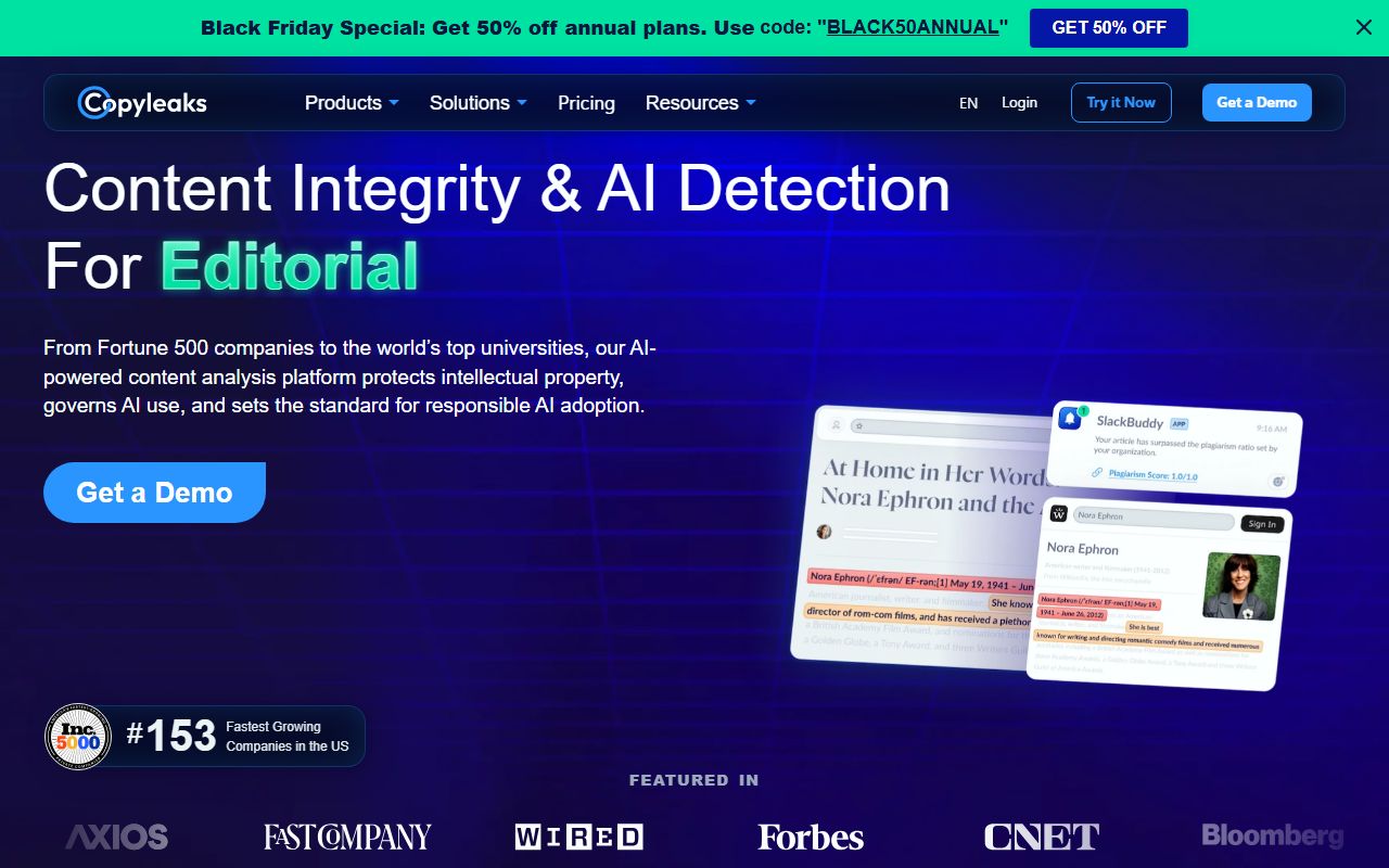 Screenshot of Copyleaks AI Detector