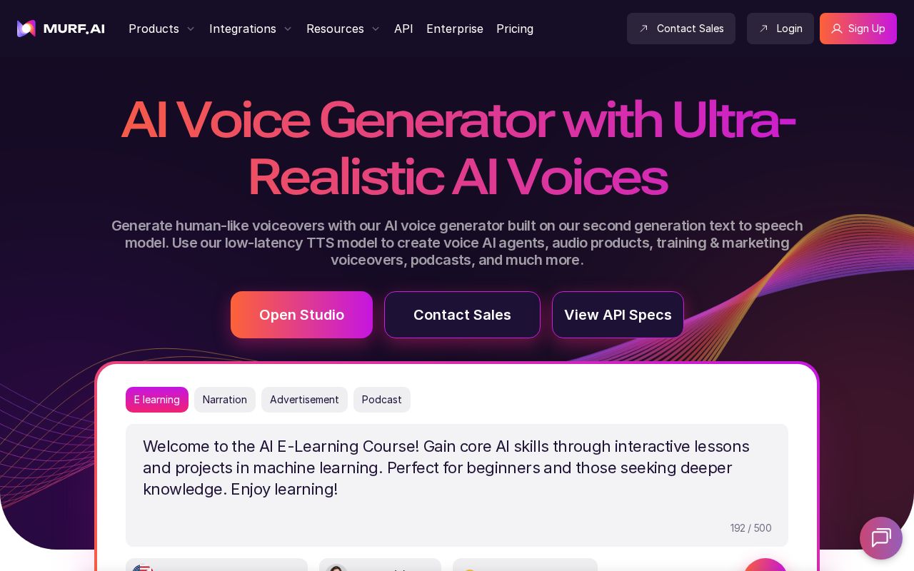 Screenshot of Murf AI Voice Generation