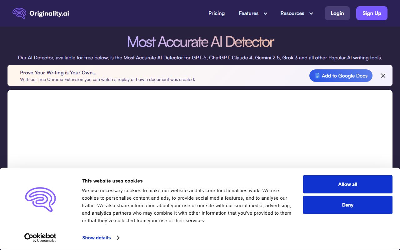 Screenshot of Originality.AI