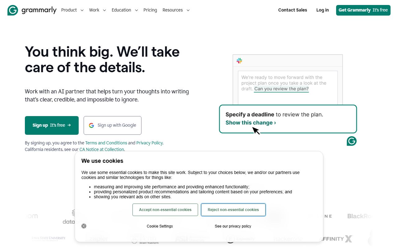 Screenshot of Grammarly AI Checker