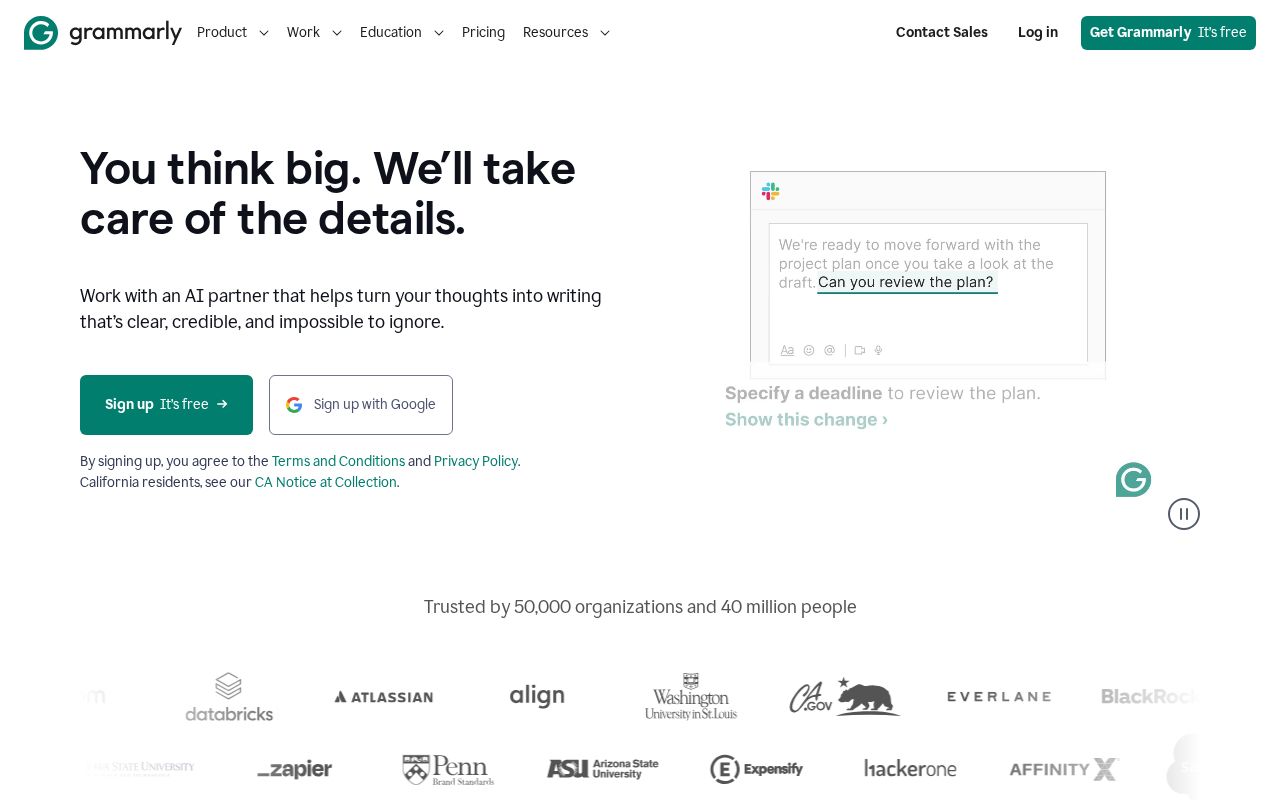 Screenshot of Grammarly GO Assistant