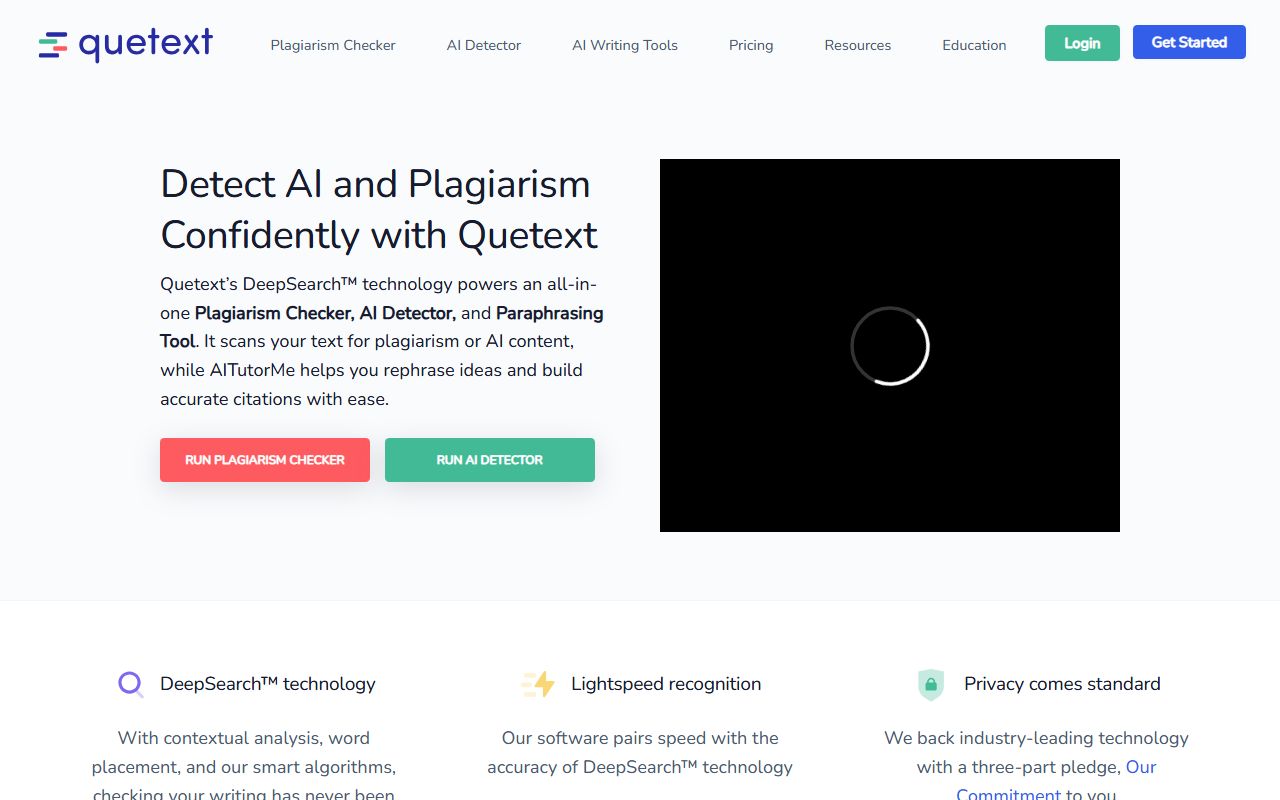 Screenshot of Quetext