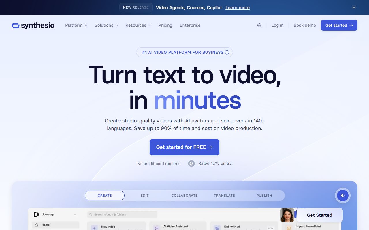 Screenshot of Synthesia